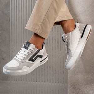Tênis Casual Pegada em Couro Masculino Branco