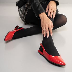 Sapatilha Slingback Fivela Verniz Moleca Vermelha