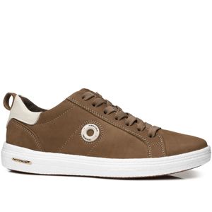 Tênis Casual Pegada  em Couro Masculino Marrom
