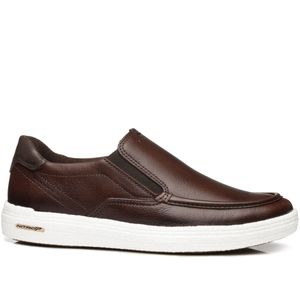 Tênis Casual Pegada  em Couro Masculino Marrom