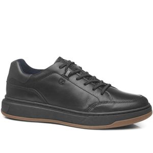 Tênis Casual Pegada em Couro Masculino Preto
