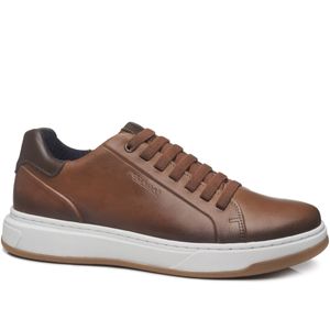Tênis Casual Pegada  em Couro Masculino Marrom