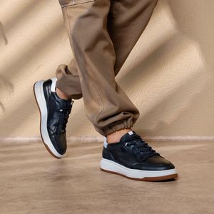 Tênis Casual Pegada  em Couro Masculino Marinho