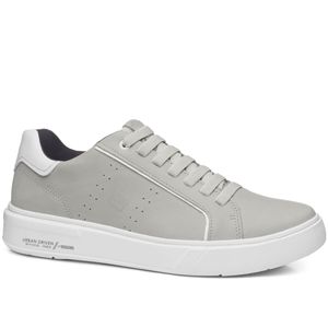 Tênis Casual Pegada  em Couro Masculino Cinza