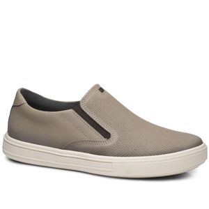 Tênis Slip On Pegada  em Couro Masculino Bege
