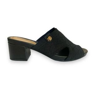 Tamanco Feminino Salto Grosso Detalhe Tecido Modare Preto