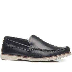 Mocassim Pegada em Couro Masculino Preto
