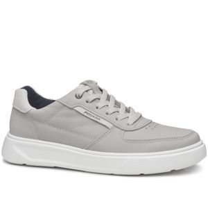 Tênis Casual Pegada em Couro Masculino Cinza