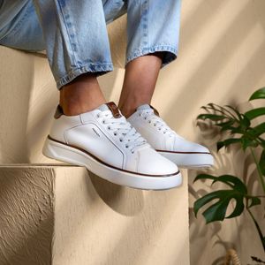 Tênis Casual Pegada em Couro Masculino Branco
