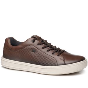 Tênis Casual Pegada em Couro Masculino Marrom
