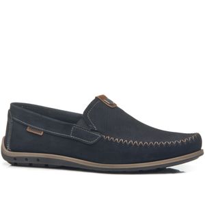 Mocassim Pegada Masculino em Couro Marinho