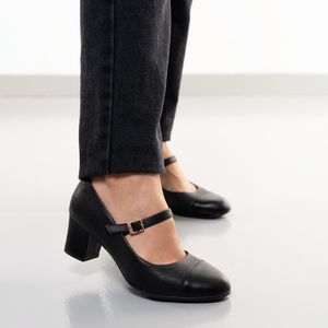 Sapato Piccadilly Texturizado Fivela Feminino Preto