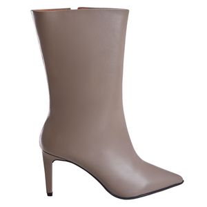 Bota Cano Medio de Couro Lidi Kohls Feminina Cinza