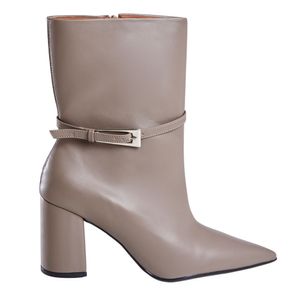 Bota Cano Médio Com Fivela Lidi Kohls Feminina Cinza
