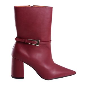 Bota Cano Médio Com Fivela Lidi Kohls Feminina Vinho