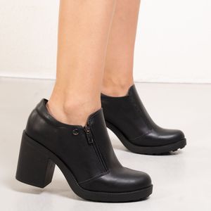 Sapato Quiz Oxford Salto Bloco Ziper Feminino Preto
