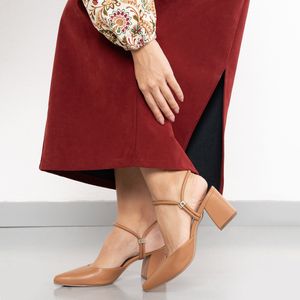 Scarpin M Shuz Salto Grosso Feminino Marrom