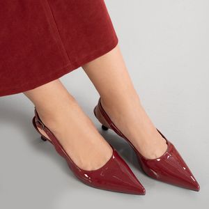 Scarpin M Shuz Envernizado Feminino Vermelho