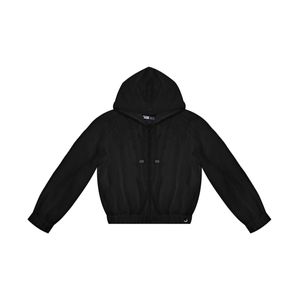 Jaqueta Juvenil Em Pelo Safira Com Capuz Minty Preto