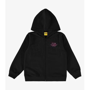 Jaqueta Infantil Em Moletom Com Capuz Rovitex Kids Preto