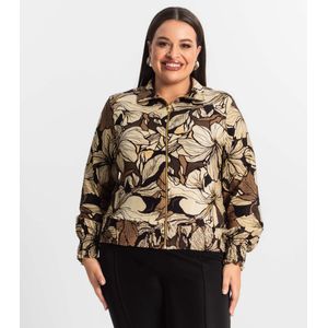 Jaqueta Plus Size Feminina Estampada Secret Glam Marrom