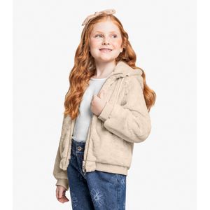 Jaqueta Infantil Feminina Com Capuz Trick Nick Bege