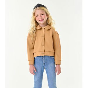 Jaqueta Infantil Feminina Em Suede Trick Nick Marrom