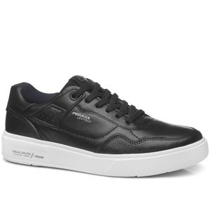 Tênis Casual Pegada em Couro Masculino Preto