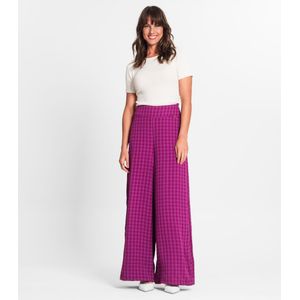 Calça Pantalona Feminina Xadrez Endless Roxa