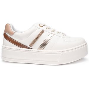 Tênis Casual Ramarim Plataforma Feminino Branco e Dourado