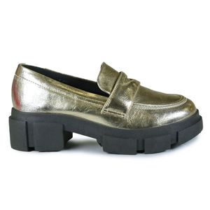 Sapato Feminino Mocassim Quiz Dourado