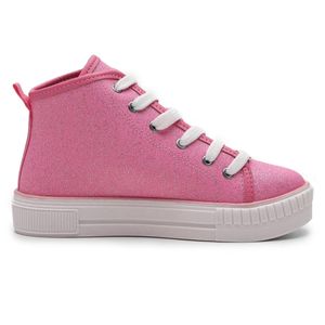 Tênis Infantil Molekinha Cano Alto Lona Gliter Rosa