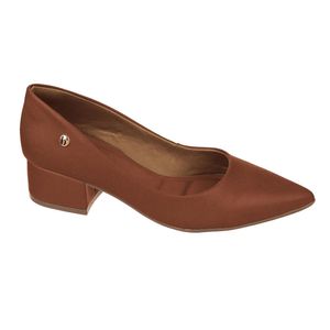 Sapato Feminino Scarpin Salto Grosso Bebece Marrom