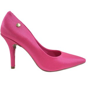 Scarpin Vizzano Tecido Acetinado Salto Alto Rosa