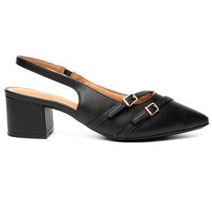 Scarpin Vizzano Slingback Salto Bloco Feminino Preto