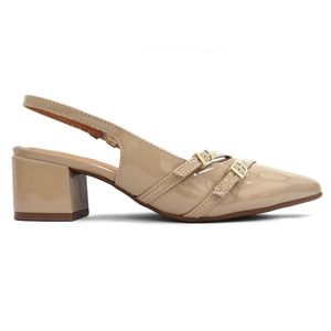 Scarpin Vizzano Slingback Salto Bloco Feminino Bege