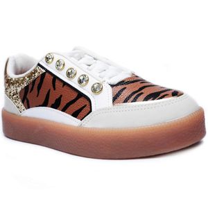 Tênis Casual Vizzano Strass Tigre Feminino Branco