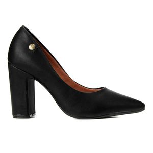 Scarpin Vizzano Bico Fino Salto Bloco Alto Feminino Preto
