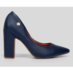 Scarpin Vizzano Bico Fino Salto Bloco Alto Feminino Marinho