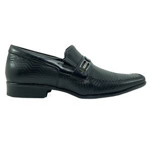 Sapato Social Rafarillo Metal Textura em Couro  Masculino Preto