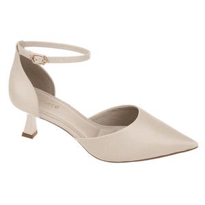 Sapato Feminino Salto Fino Fivela Bebece Creme