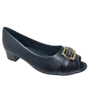 Sapato Piccadilly Salto Médio Metal Feminino Preto