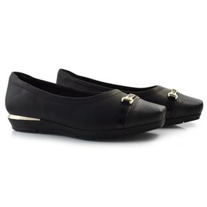 Sapato Piccadilly Detalhe Dourado Feminino Preto
