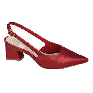 Sapato Feminino Salto Bloco Fivela Bebece Vermelho