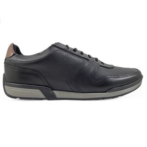 Sapatênis em Couro Kildare Grid Masculino Preto