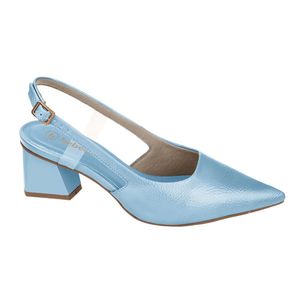 Sapato Feminino Salto Bloco Fivela Bebece Azul