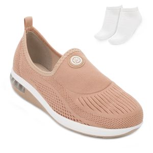 Tênis Slip On Modare Ultraconforto e Meia Feminino Bege