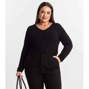 Blusa Manga Longa Visco Tricot Secret Glam Feminina Preto