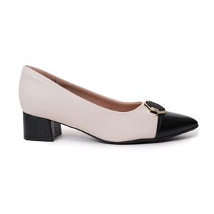 Sapato Salto Grosso Piccadilly Feminino Branco Off