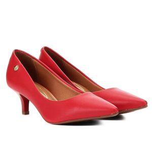 Scarpin Vizzano Salto Baixo Básico Feminino  Vermelho